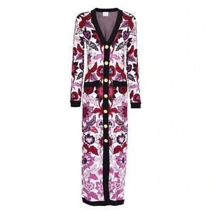 Hayley Menzies Floral Jacquard Knit Midi Dress size XS